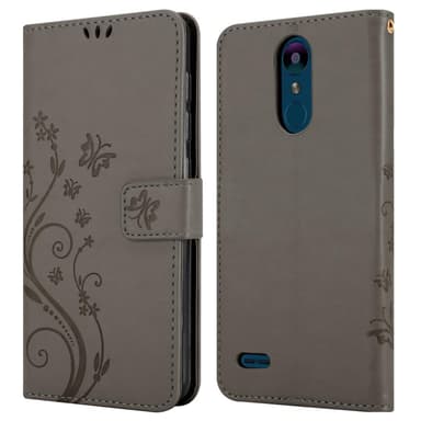 LG K8 2018 / K9 2018 lommebokdeksel Blomster (grå)
