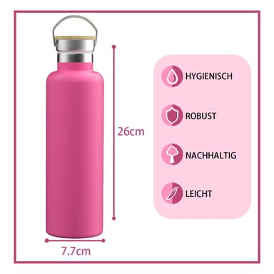 Termosflaske Tekanne Kaffekanne Bambus 350ml (rosa)