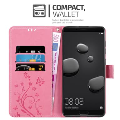 Huawei MATE 10 / NOVA 2i lommebokdeksel Blomster (rosa)
