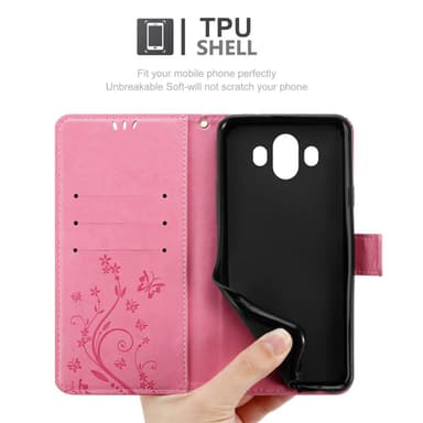 Huawei MATE 10 / NOVA 2i lommebokdeksel Blomster (rosa)