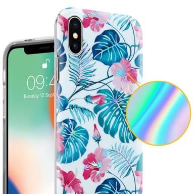 iPhone X / XS lommebokdeksel Blomster (hvit)