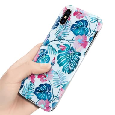 iPhone X / XS lommebokdeksel Blomster (hvit)