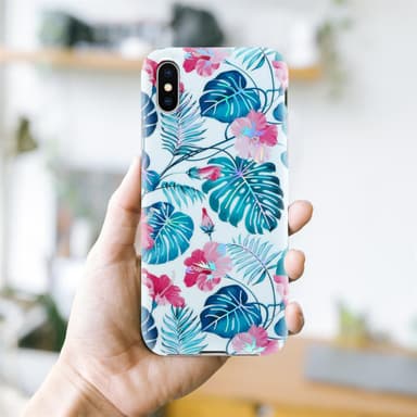 iPhone X / XS lommebokdeksel Blomster (hvit)