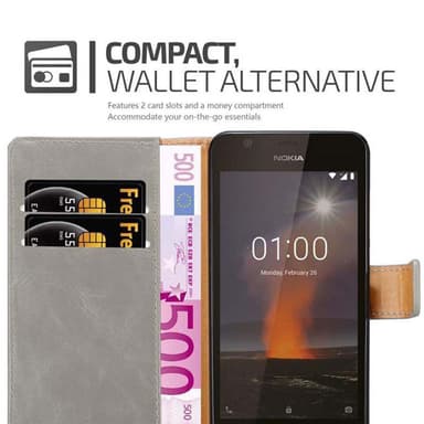 Nokia 1 2018 lommebokdeksel etui (brun)