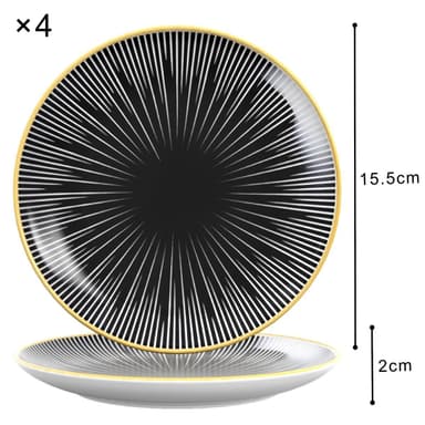4x Porselenstallerken Tallerken Serveringsfat 15,3cm