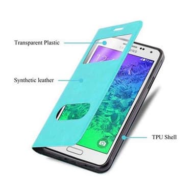 Samsung Galaxy ALPHA lommebokdeksel cover (turkis)