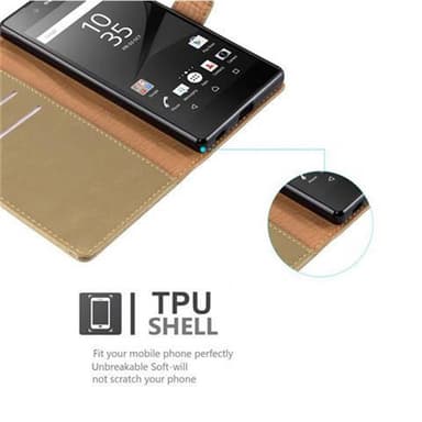 Sony Xperia Z5 lommebokdeksel etui (brun)