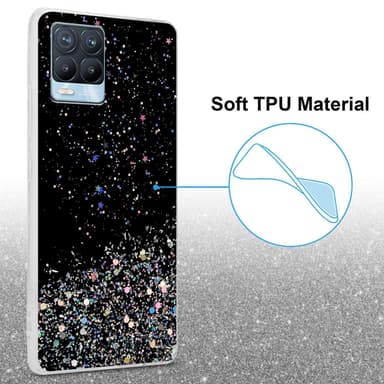 Realme 8 4G / 8 PRO Silikondeksel Glitter (Svart)