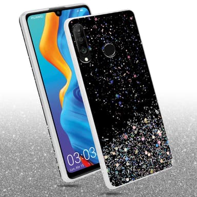 Huawei P30 LITE Silikondeksel Glitter (svart)