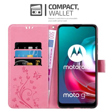 Motorola MOTO G10 / G30 lommebokdeksel Blomster (rosa)