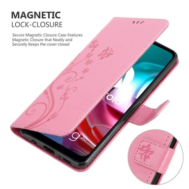 Motorola MOTO G10 / G30 lommebokdeksel Blomster (rosa)