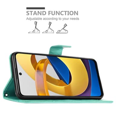 Xiaomi POCO M4 PRO 5G lommebokdeksel Blomster (turkis)