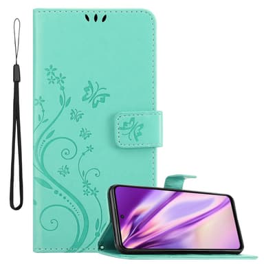 Xiaomi POCO M4 PRO 5G lommebokdeksel Blomster (turkis)