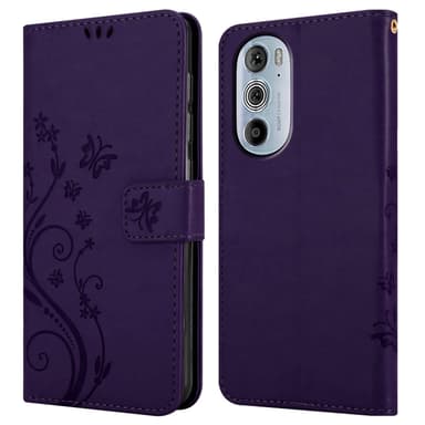 Motorola EDGE+ lommebokdeksel Blomster (lilla)