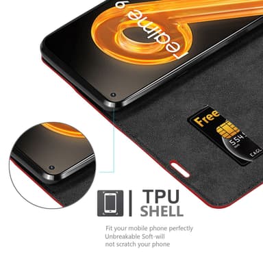 Realme 9 4G / 9 PRO+ lommebokdeksel case (rød)