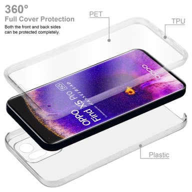 Oppo FIND X5 PRO Deksel 360 Case Cover (gjennomsiktig)