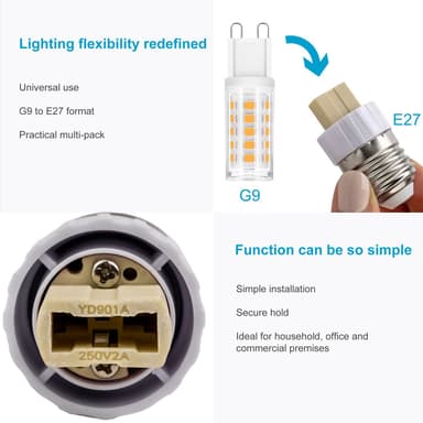 Lampeadapter for omformatering 4x sett (E14 til GU10)