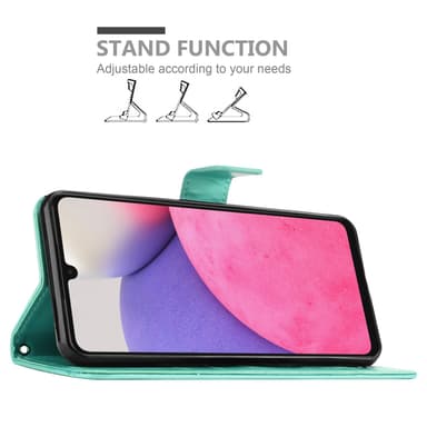 Samsung Galaxy A33 5G lommebokdeksel Blomster (turkis)