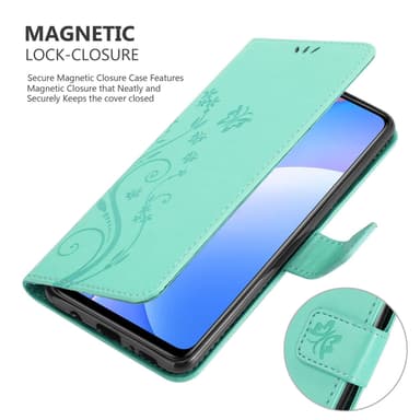 Xiaomi Mi 10T LITE lommebokdeksel Blomster (Turkis)