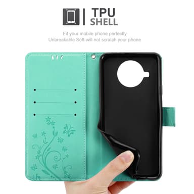 Xiaomi Mi 10T LITE lommebokdeksel Blomster (Turkis)