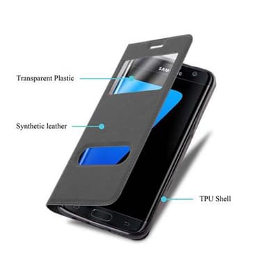 Samsung Galaxy S7 EDGE lommebokdeksel cover (svart)