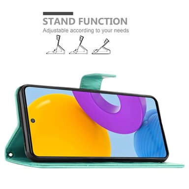 Samsung Galaxy M52 5G lommebokdeksel Blomster (turkis)