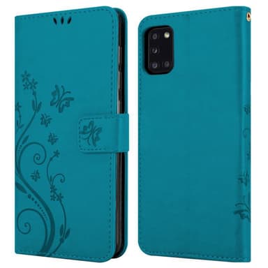 Samsung Galaxy A31 lommebokdeksel Blomster (blå)