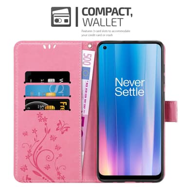 OnePlus Nord CE 2 5G lommebokdeksel Blomster (rosa)
