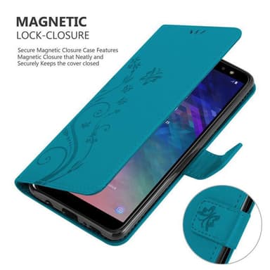 Samsung Galaxy A6 2018 lommebokdeksel Blomster (blå)