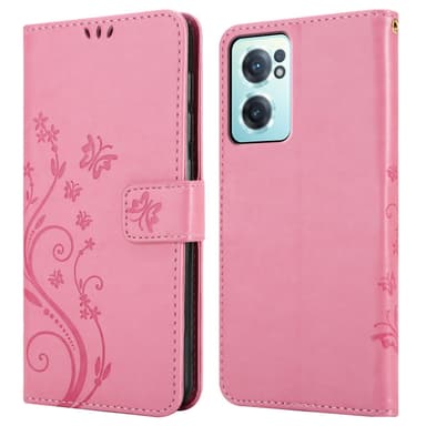 OnePlus Nord CE 2 5G lommebokdeksel Blomster (rosa)