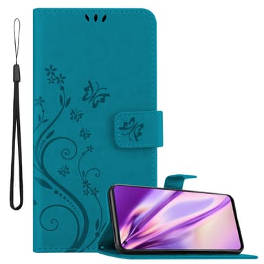 Oppo Reno6 5G lommebokdeksel Blomster (blå)