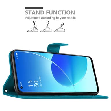 Oppo Reno6 5G lommebokdeksel Blomster (blå)