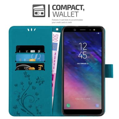 Samsung Galaxy A6 2018 lommebokdeksel Blomster (blå)
