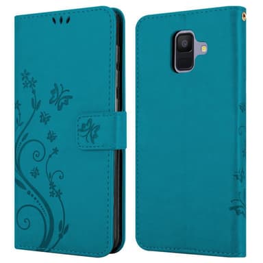 Samsung Galaxy A6 2018 lommebokdeksel Blomster (blå)