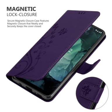 Nokia G11 / G21 lommebokdeksel Blomster (lilla)