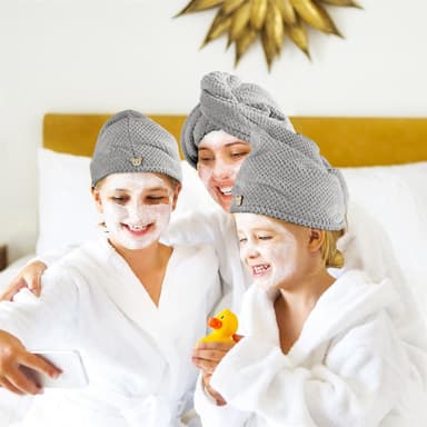 Hårturban Håndkle alle hårtyper myk (grå)