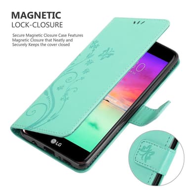 LG K10 2017 lommebokdeksel Blomster (turkis)
