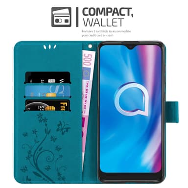 Alcatel 1S 2020 lommebokdeksel Blomster (Blå)