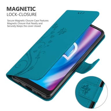 Alcatel 1S 2020 lommebokdeksel Blomster (Blå)