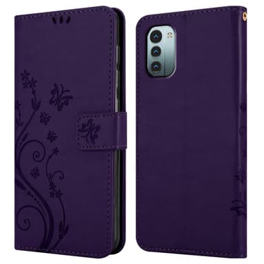 Nokia G11 / G21 lommebokdeksel Blomster (lilla)