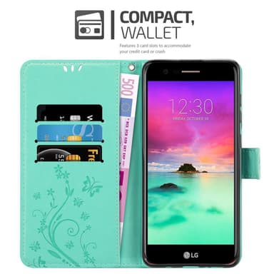 LG K10 2017 lommebokdeksel Blomster (turkis)