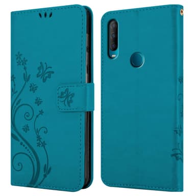 Alcatel 1S 2020 lommebokdeksel Blomster (Blå)