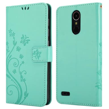 LG K10 2017 lommebokdeksel Blomster (turkis)