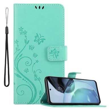 Motorola MOTO G72 lommebokdeksel Blomster (Turkis)