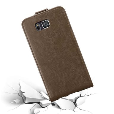 Samsung Galaxy ALPHA deksel flip cover (brun)