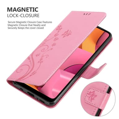 Samsung Galaxy A21 lommebokdeksel Blomster (rosa)