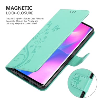 Xiaomi Mi NOTE 10 LITE lommebokdeksel Blomster (Turkis)