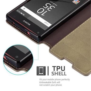 Sony Xperia Z5 COMPACT lommebokdeksel etui (brun)