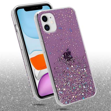 iPhone 11 PRO MAX Silikondeksel Glitter (lilla)
