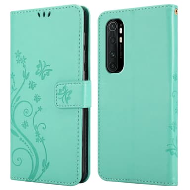 Xiaomi Mi NOTE 10 LITE lommebokdeksel Blomster (Turkis)